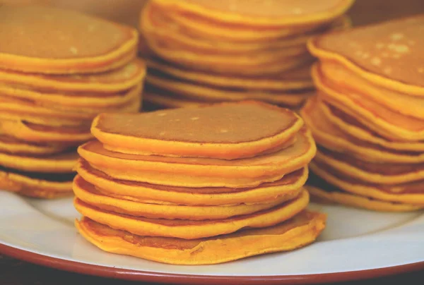 Pancake Amerika Yang Dibuat Dari Labu Segar Musim Gugur — Stok Foto