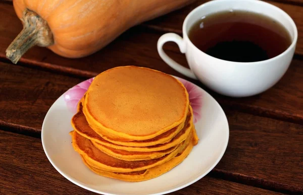 Pancake Amerika Yang Dibuat Dari Labu Segar Musim Gugur — Stok Foto