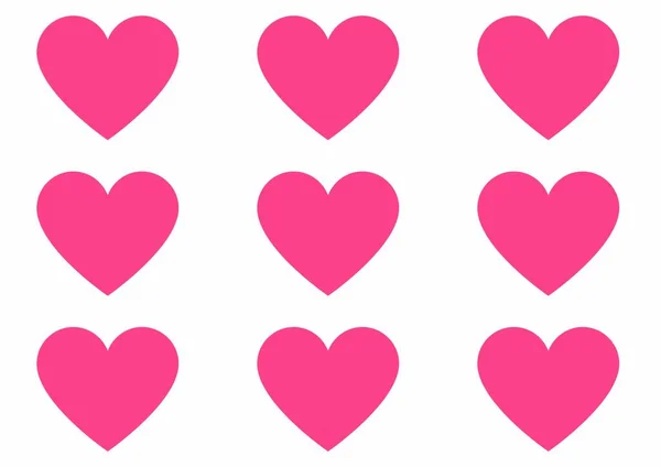 Coração Rosa Brilhante Fundo Branco Fúcsia Cor Estêncil — Fotografia de Stock