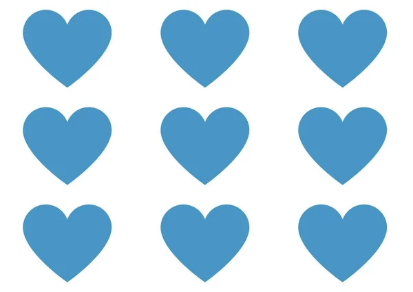 Blauw Hart Een Witte Achtergrond Sjabloon Voor Valentijnsdag — Stockfoto
