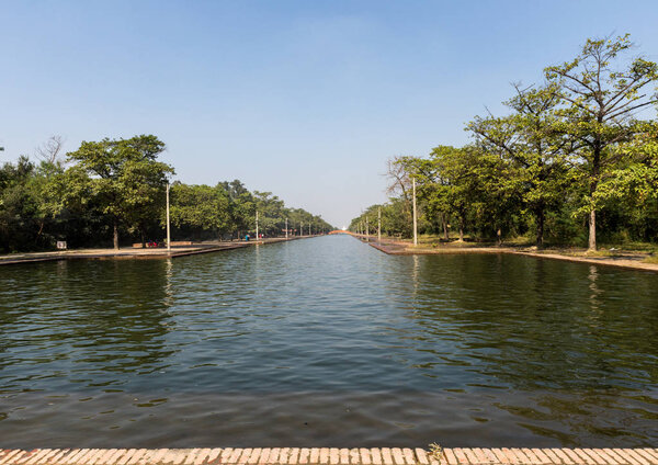 The central channel, temple complex of Lumbini, Nepal