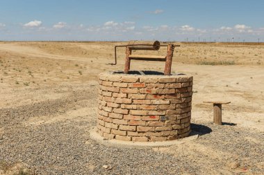 water well in the steppes of Kazakhstan, Turkistan, archeological town Sawran
