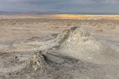 mud mountain in the valley of mud volcanoes of Gobustan near Baku, Azerbaijan. volcanic landscape