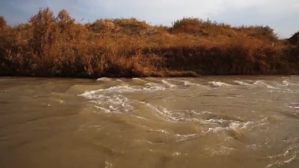 Keles Nehri Kazakistan Yağmurdan Sonra Nehirde Hızlı Bir Çamurlu Akışı — Stok video