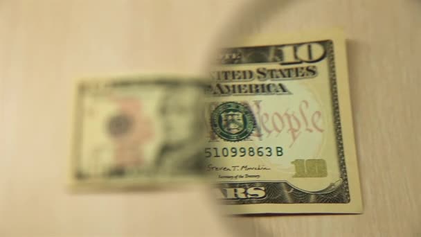 Voir Billet Dix Dollars Américains Couché Sur Une Table Avec — Video