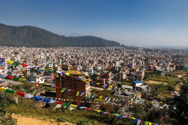 Vista Ciudad Katmandú Desde Monasterio Triten Norbutse Nepal — Foto de Stock