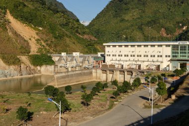 Phong Tho, Lai Chau, Vietnam - 21 Kasım 2018: Hydropower Nam Na 2. Aynı adı taşıyan nehirde bulunan hidroelektrik santrali Vietnam 'ın etkileyici hidroelektrik potansiyelinin sadece bir parçası..
