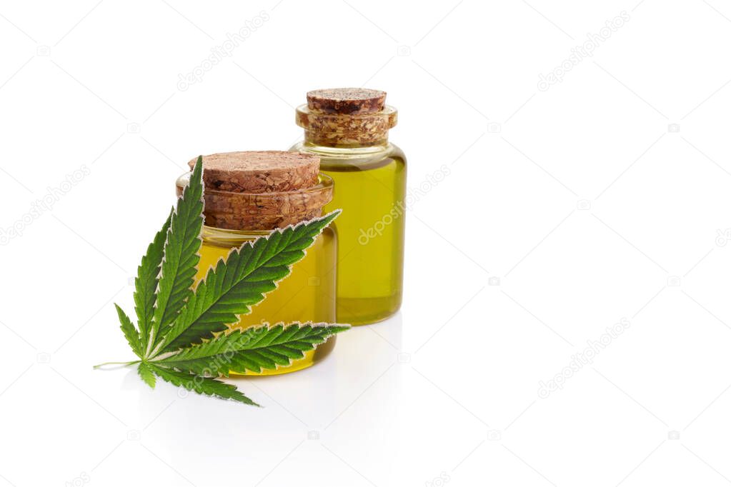 Medical marijuana cannabis cbd oil isolated on white