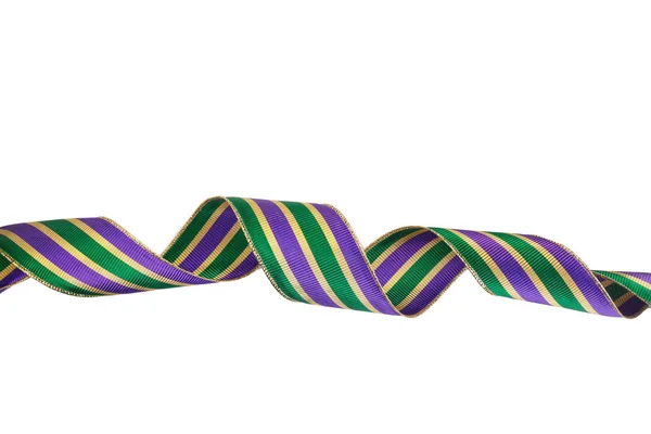 Three colors Mardi gras ribbon isolated on white background — Stock Photo, Image