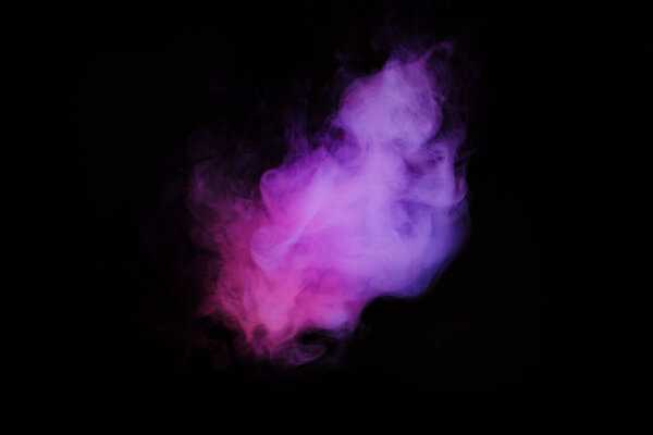 Abstract neon light smoke effect on black background. Smoke cloud explosion. Mystic smoke.