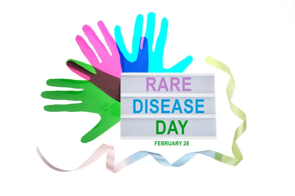 Rare Disease Day Poster or Banner Background. Top view — 图库照片