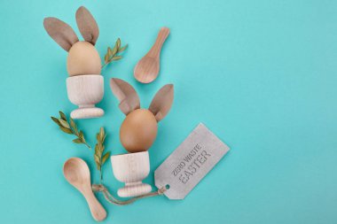 Mevsimlik tatil, paskalya arkaplanı. Sıfır atık, çevre dostu paskalya konsepti.