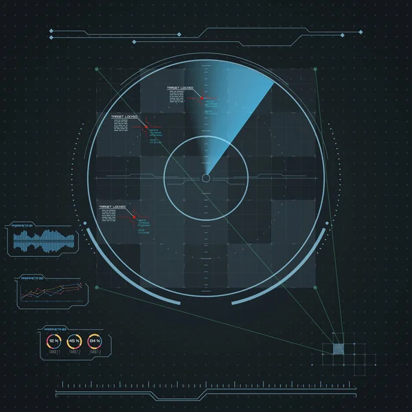 数字化雷达屏幕。未来派 Hud datailed 板. — 图库矢量图片