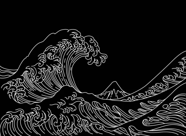 Japan Great Wave Vector Illustration — Stock Vector