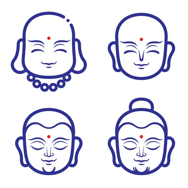 Illustration vectorielle du visage de Bouddha et moine . — Image vectorielle