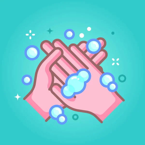 Lavage Des Mains Avec Illustration Vectorielle Savon Nettoyage Des Paumes — Image vectorielle