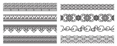 Modern Thai sanat serisi kusursuz sınır. Eski dantel desenleri. Kalın çizgi şirin ve karalama sanatı dekorasyon için kullanılıyor thai sanatsal kavramsal.