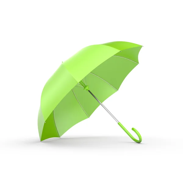 Зелена парасолька на білому . — стокове фото