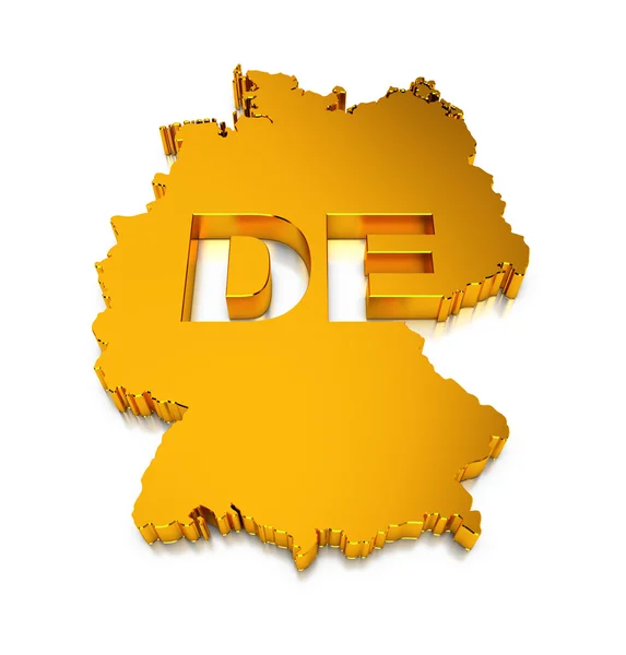 Goldene Landkarte von Deutschland auf weiß. — Stockfoto