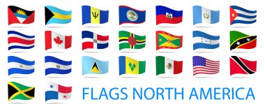 Kuzey Amerika sallayarak koleksiyonu bayraklar. 