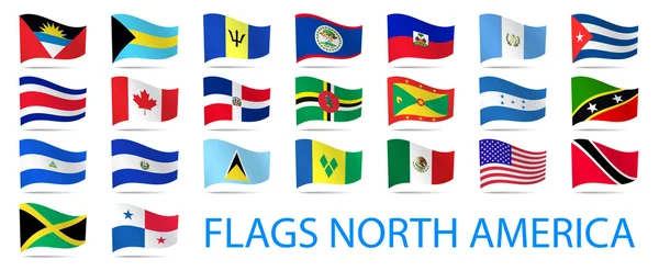 North America waving flags collection. — Stock Vector