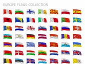 Európai zászlók gyűjtemény. Vektoros illusztráció beállítása.