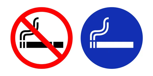 Знак "Курение запрещено" и зона для курения. Векторная иллюстрация . — стоковый вектор