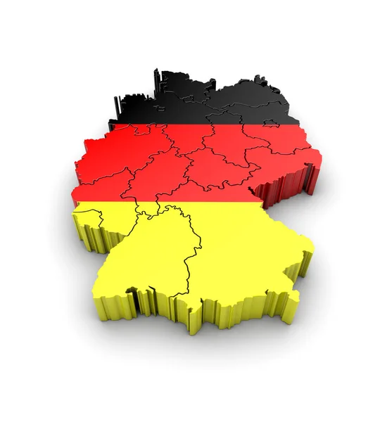 Mapa de Alemania con bandera y sombra sobre fondo gris . — Foto de Stock