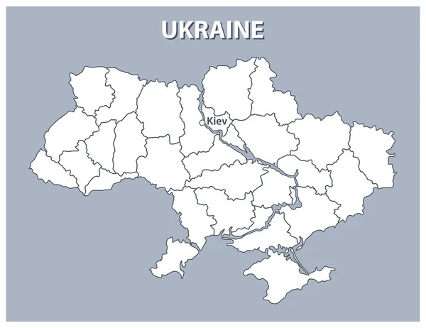 Карта Украины, подробный план страны на сером фоне . — стоковый вектор