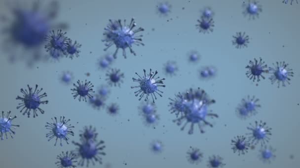 Koronawirus na niebieskim tle. Pętla animacji 3D — Wideo stockowe