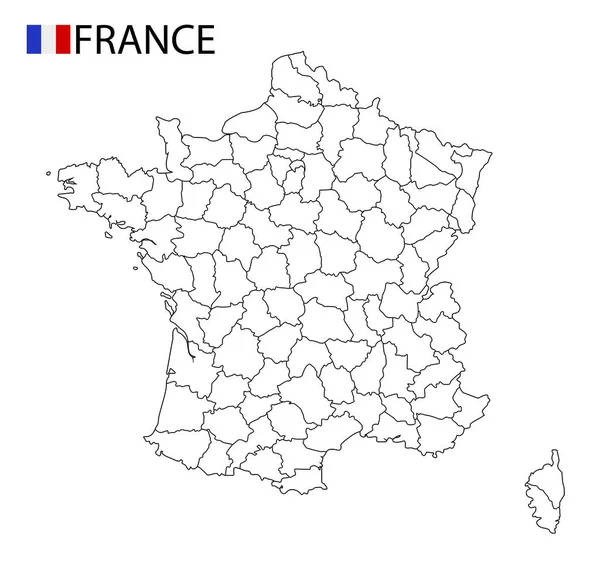 France map, black and white detailed outline regions of the country. — Stock Vector