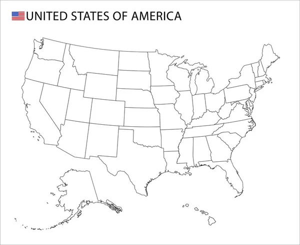 USA-Karte, schwarz-weiß detaillierte Umrisse der Regionen des Landes. — Stockvektor