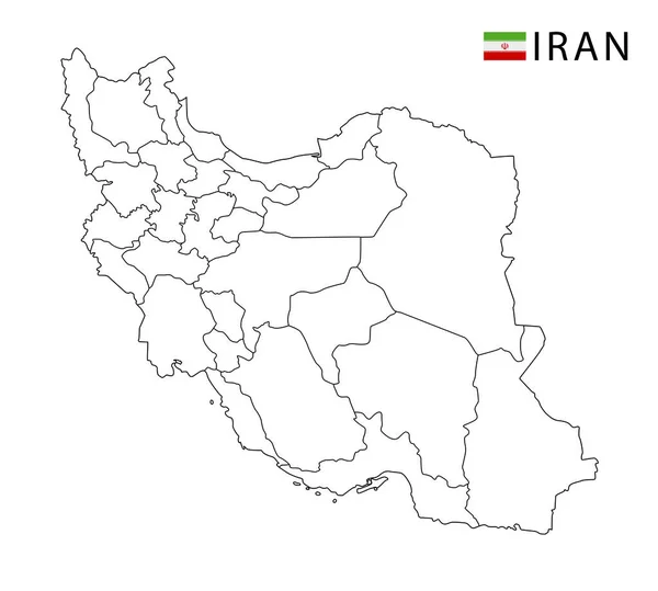 Іранська карта, чорно-білі детальні обриси регіонів країни. — стоковий вектор