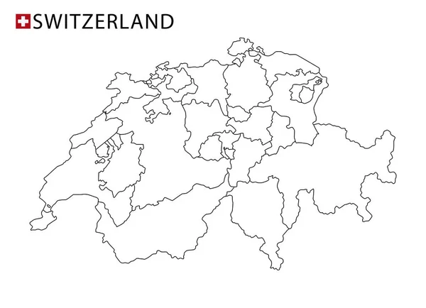 スイス地図,黒と白の詳細なアウトライン地域. — ストックベクタ