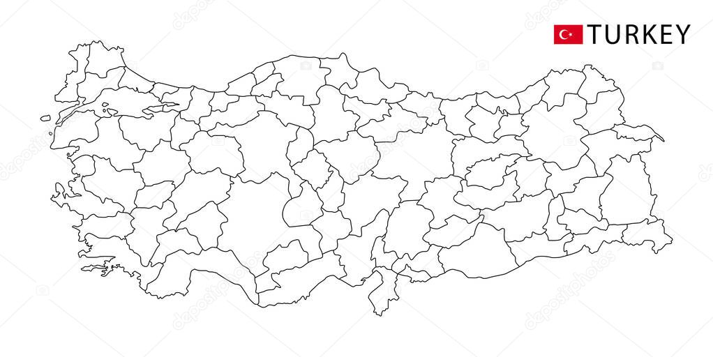 Turkey Map Black And White Detailed Outline Regions Of The Country Vector Illustration Premium Vector In Adobe Illustrator Ai Ai Format Encapsulated Postscript Eps Eps Format