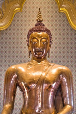 Wat Traimit, Withayaram Worawihan, Bangkok / Tayland - Ocak 2019: Wat Traimit Budist Tapınağındaki gerçek Altın Buda Heykeli