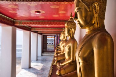 Bangkok 'taki Wat Pho Budist Tapınağı' nda birçok Buda heykeli