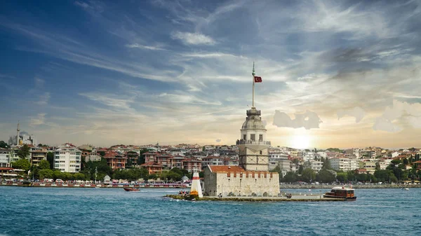 Hajadon Tornya Isztambulban Törökország Naplementekor — Stock Fotó
