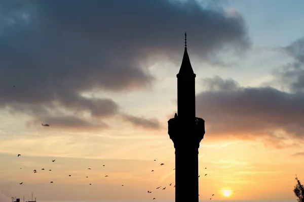 Silhouette Mosquée Fond Concept Carte Vœux Islamique — Photo