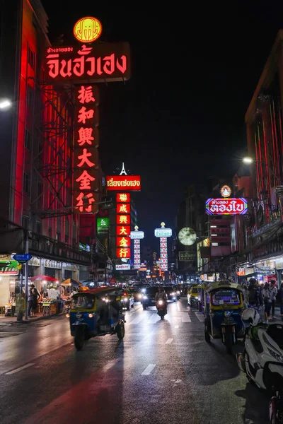 Neon Lights Street Life China Town Bangkok Thailand China Town — Stock Photo, Image