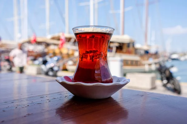 Turkish tea, traditional Turkish tea on glass cup