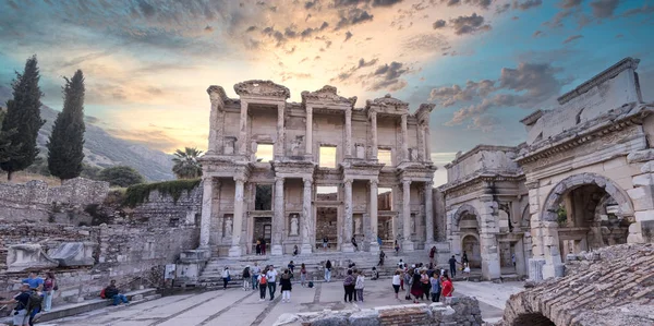 Ruins Library Celsus Efes Ephesus Óváros Izmir Törökország — Stock Fotó