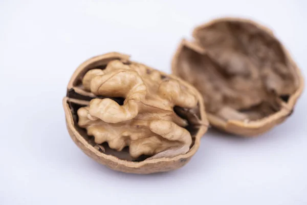 Walnut Walnut Isolated White Background Close Macro Photo Dried Walnuts — Stock Photo, Image