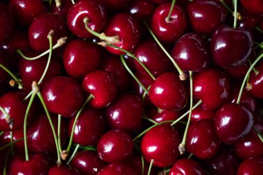 Kirazlar, tabakta büyük kırmızı kiraz