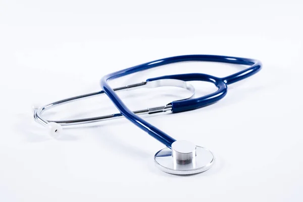 Stethoscope Blue Stethoscope White Surface Stock Photo