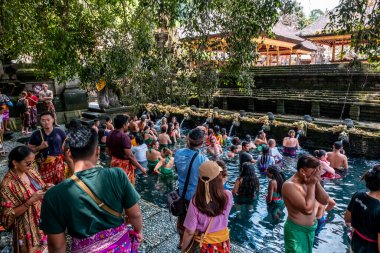 Ubud, Bali / Endonezya - 12 Şubat 2020: Bu tapınağın yerel adı Tirta Empul 