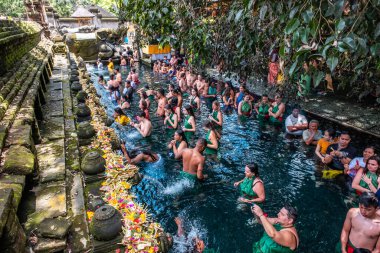 Ubud, Bali / Endonezya - 12 Şubat 2020: Bu tapınağın yerel adı Tirta Empul 