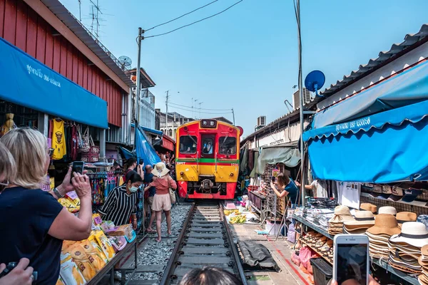 Mae Klong Tailandia Febrero 2020 Nombre Este Lugar Maeklong Railway — Foto de Stock