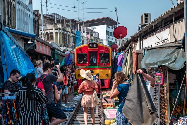 Mae Klong Tailândia Fevereiro 2020 Nome Deste Lugar Maeklong Railway — Fotografia de Stock