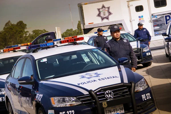 Mexičtí Agenti Státní Policie Puebla Sledující Během Konjunktury Covid — Stock fotografie